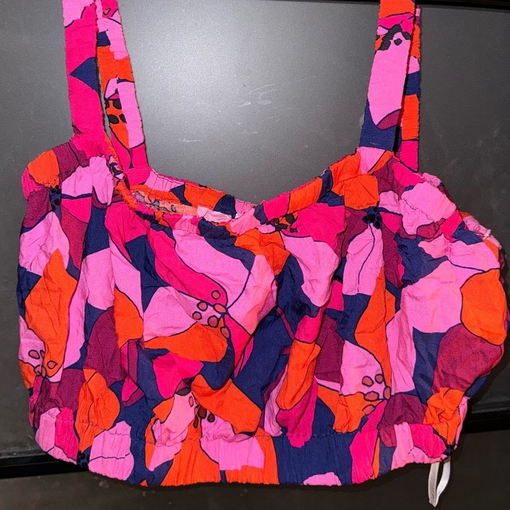 Cropped colorful thin strap top